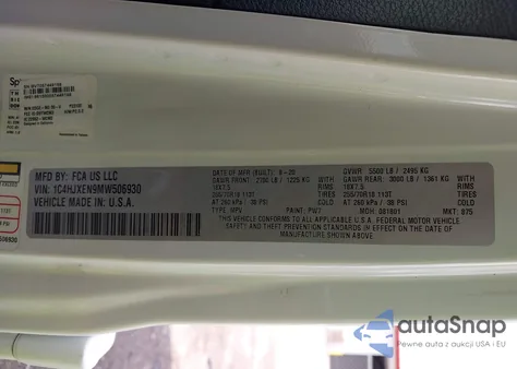 2021 Jeep Wrangler Unlimited Sahara 4X4 из США, поврежденный, VIN 1C4HJXEN9MW506930